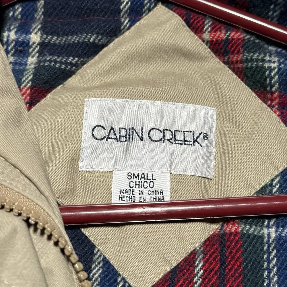 Cabin Creek Barn Field Jacket Beige Flannel Lined Pockets Full Zip Womens Small - Picture 6 of 10
